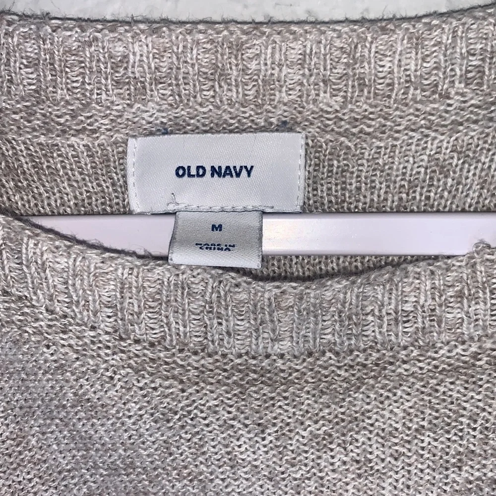 Old Navy Cream & White Striped Longline Tunic Sweater Round Neck Medium